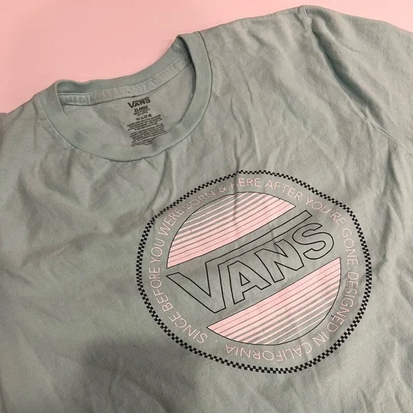 Vans T-Shirt Boys Short Sleeve Mint Green Skateboarding Casual Lightweight - Picture 1 of 9